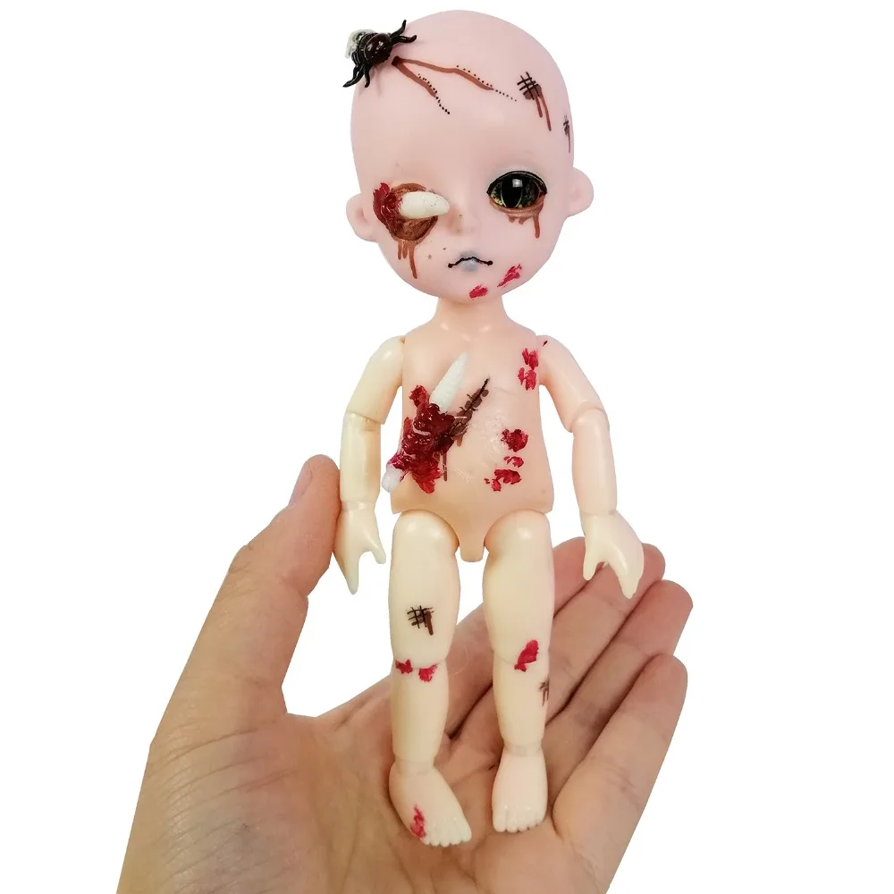 1/8 15 см кукла мертвая ходячая BJD живое кровотечение 5," без волос голая шарнирная Кукла стеклянные глаза мягкая голова твердая игрушка для Хэллоуина