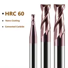 Концевая фреза HRC60 с 2 канавками, твердосплавный резец с плоским концом, инструмент для резки металла, Вольфрамовая сталь