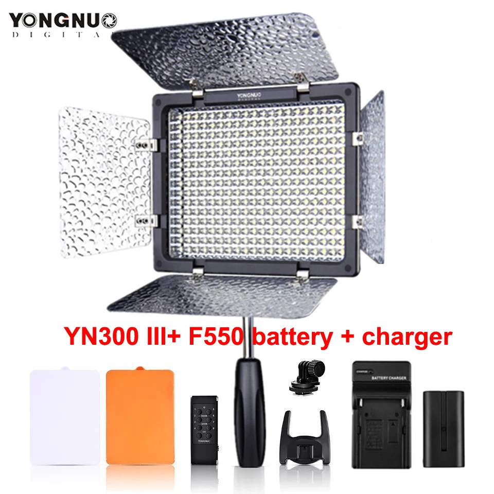 YONGNUO YN300III YN300 III YN-300III 3200 k-5500 K CRI95 камера фото светодиодный свет видео опционально с адаптером питания переменного тока+ комплект батарей - Цвет: Красный