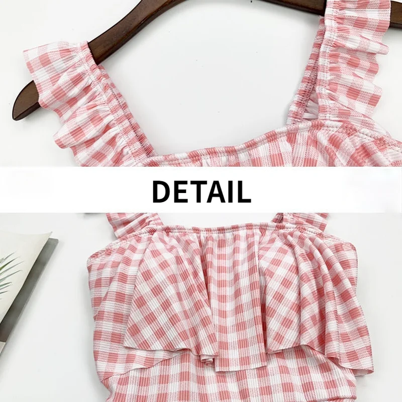 Накидка женская клетчатая с высокой талией милый тонкий купальный костюм