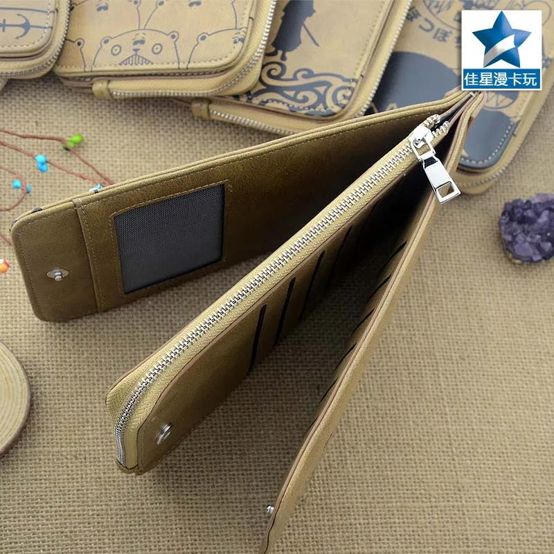 

Uzumaki Narut0 Anime Khaki Color Long Wallet Men's Multi-card Holder Purse with Button