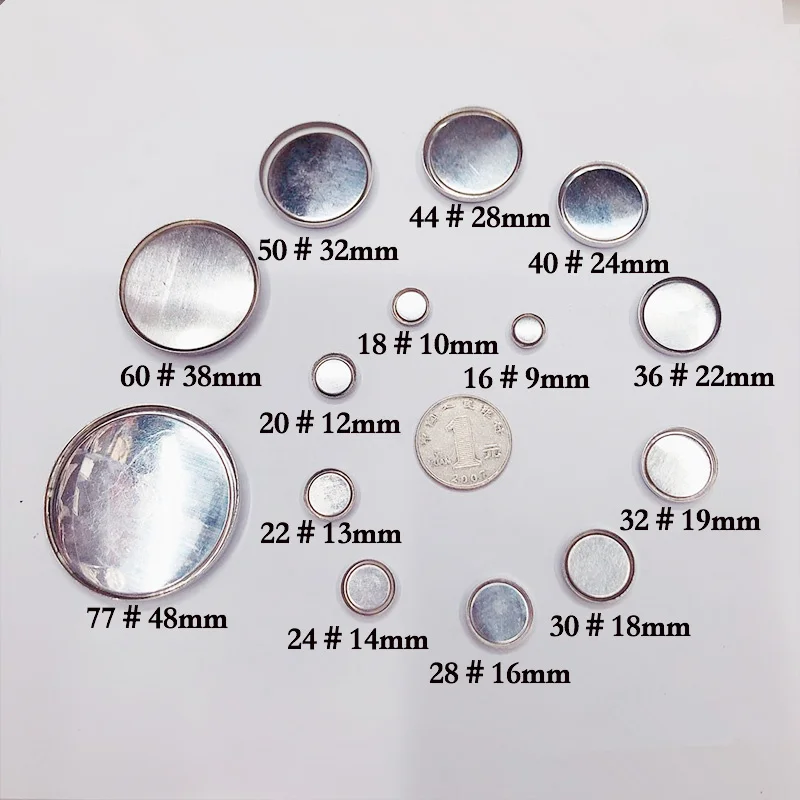 

100set 16L-60L Fabric Covered Button Component Bread Top Flat Plastic Ring/Aluminum Back DIY Handmade Jewelry Accessories Trim