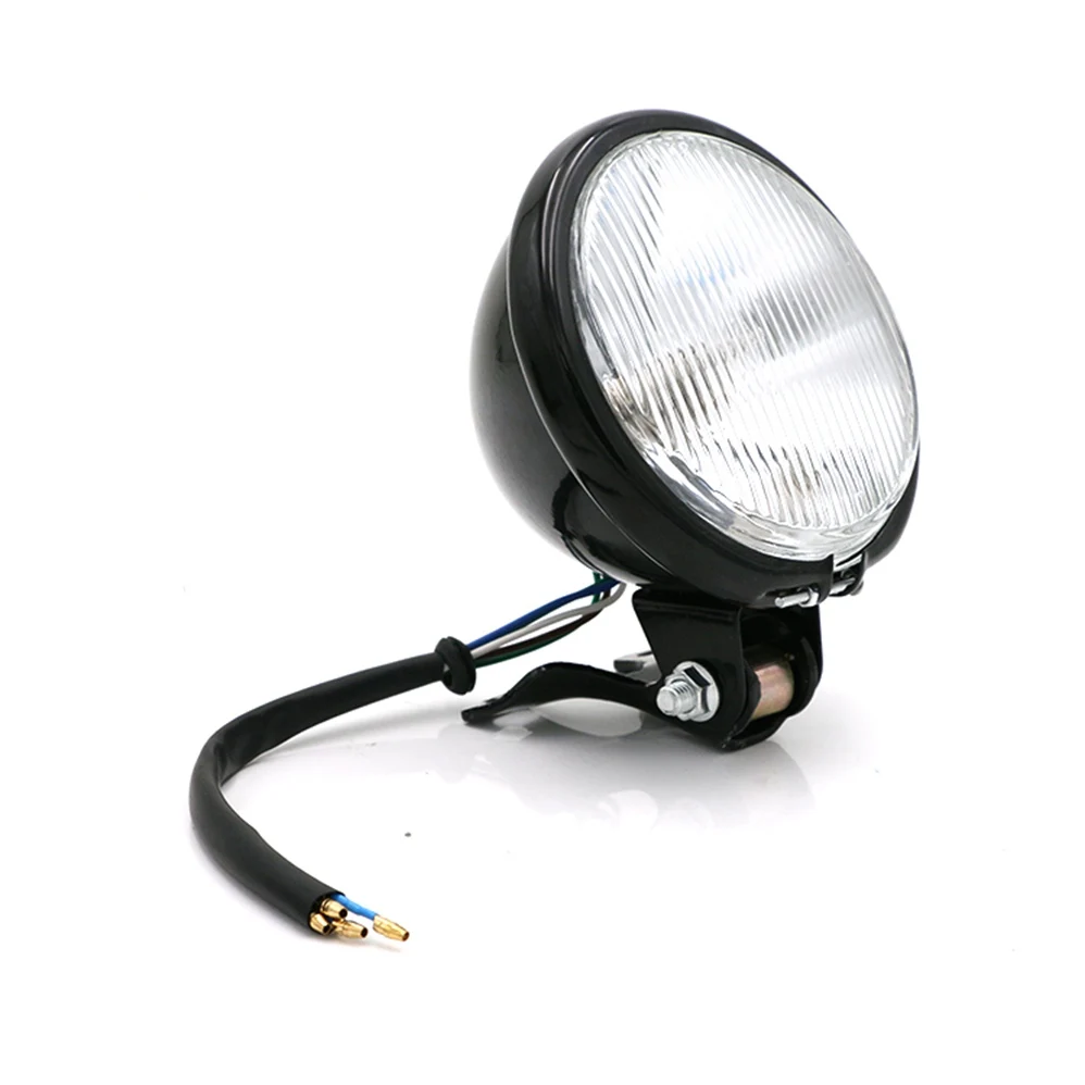 Фара мотоциклетная алюминиевая в стиле ретро 5 дюймов 12 В черная лампа с