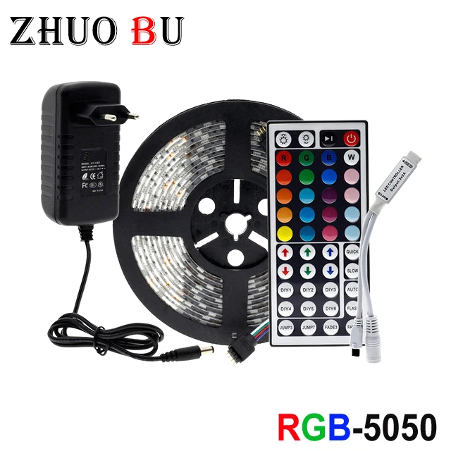 Светодиодная лента 5 м 10 15 Диодная DC 12 В RGB 5050 SMD 2835 гибкая fita + пульт дистанционного
