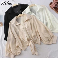 heliar chiffon shirts women half sleeve button up chiffon blouses female blusa feminina ol shirts for women 2020 autumn
