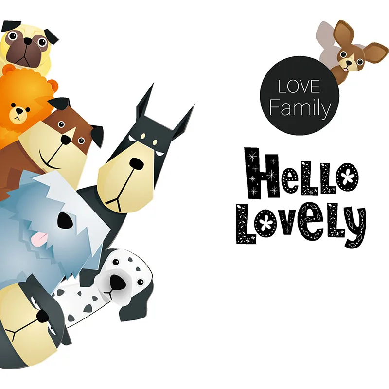 

Cute Flowers Dog Wall Sticker Creative Pet Shop Decor House Decoration Decal Bedroom Puppy Malamutes Stickers Room Decor