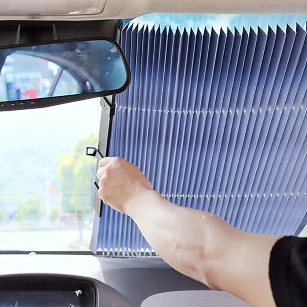 

Car Sunscreen Insulation Sunshade Automatic Retractable Folding Front Windshield Visor Curtain Blackout Curtain Light Barrier