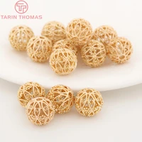 6pcs 11mm 24k champagne gold color plated brass hollow spacer beads bracelet beads high quality diy jewelry accessories