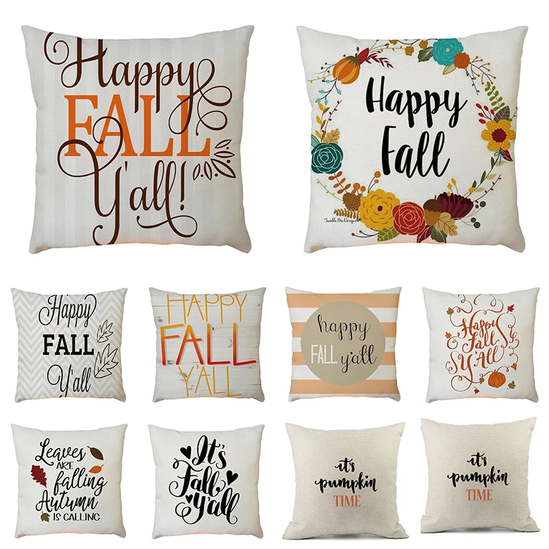 

New Happy Thanksgiving Pillow Case Home Car Seat Cushion Cover Square Pillow Cover Decoration