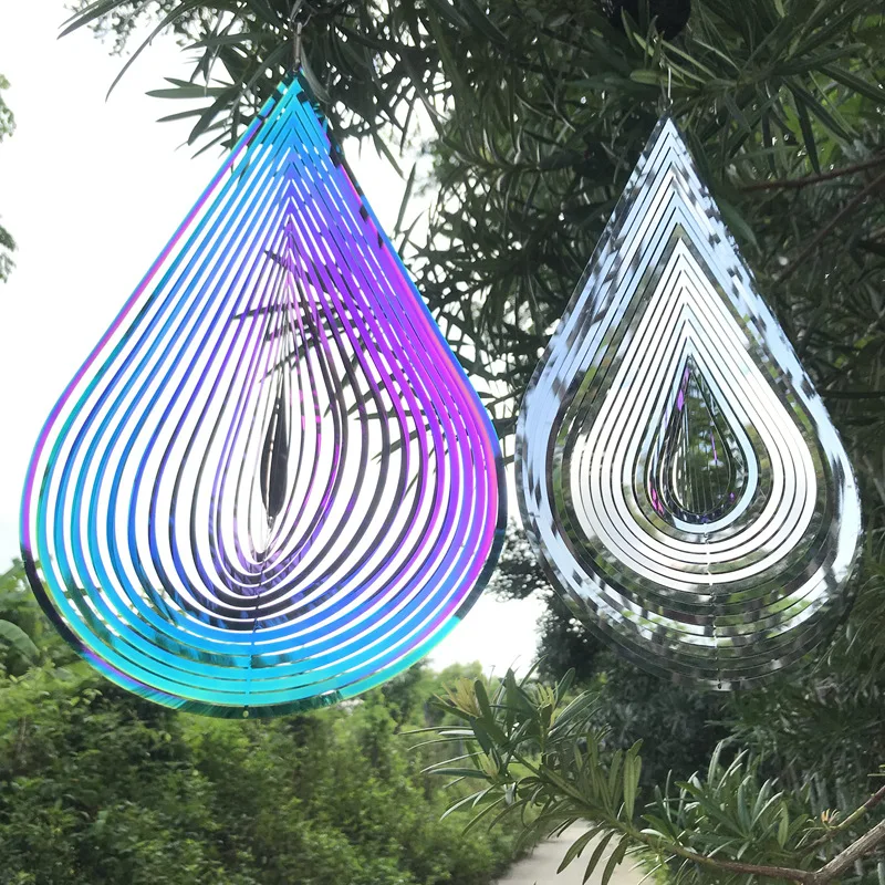 

3D Round Rotating Wind Chimes Flowing-Light Effect Design Home Garden Decoration Outdoor Hanging Decor Gift Shiny Wind Spinners