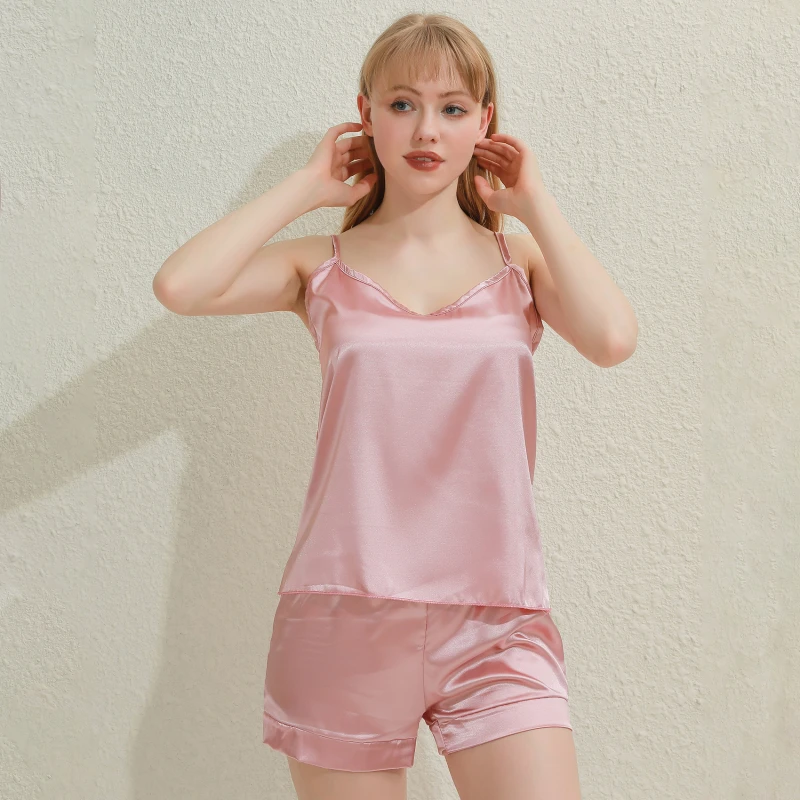 

Ladies Pajama Sets Girl Pyjama Sleepwear Nightwear Laides Homewear Solid Comfortable Soft Camis + Shorts 2pcs