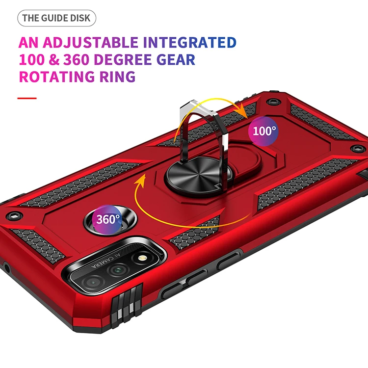 

Phone Case For Huawei Honor 10 Lite 8S 8A 20 9X Play 4T P Smart Z Pro Armor Shockproof Finger Ring Holder Anti-Fall Stand Cover