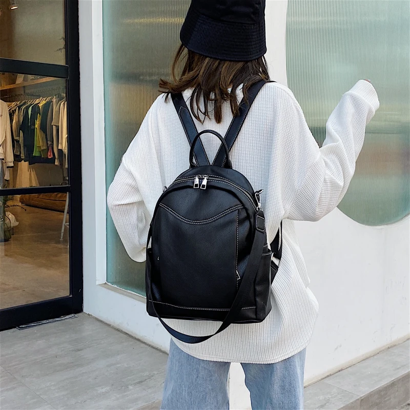 Дизайнерский Модный женский кожаный рюкзак большой школьный ранец для