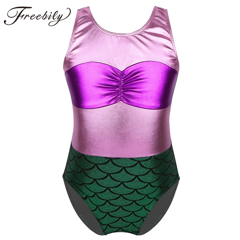 Балетные гимнастические леотарды для девочек Цельный купальник без рукавов с