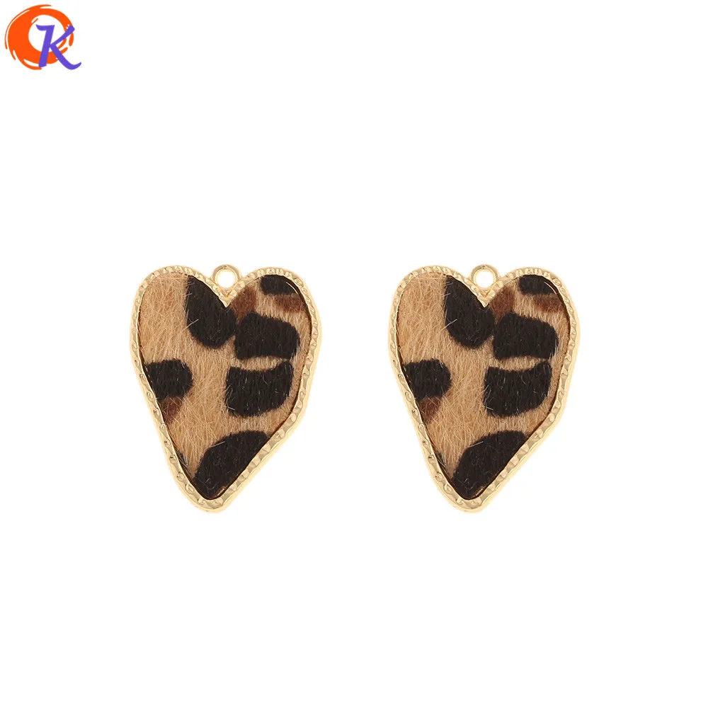 Сердечный Дизайн 50 шт 25*32 мм ювелирные аксессуары/DIY Изготовление/амулеты/форма сердца/леопардовый принт эффект/ручная работа/застежки для сережек