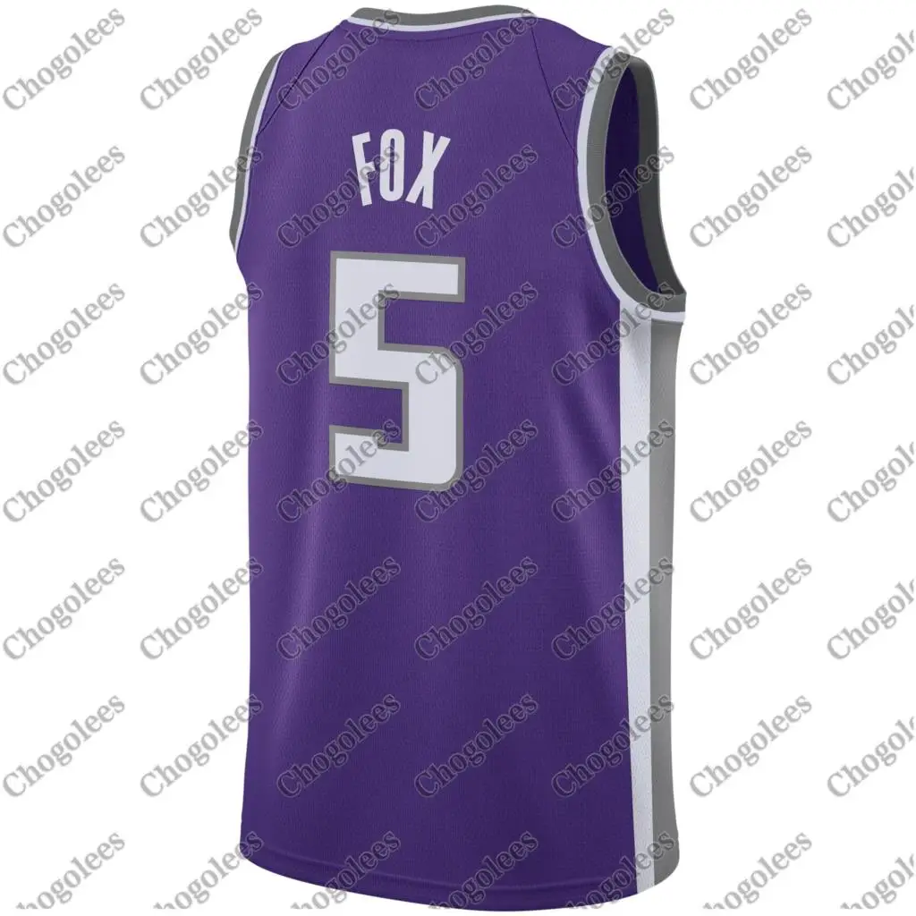 

Men Basketball Jersey De'Aaron Fox Sacramento Swingman Jersey Purple Icon Edition