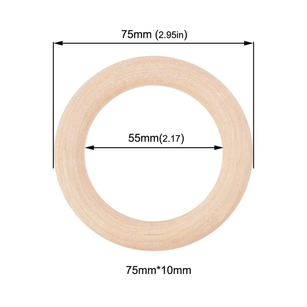 75mm Sutoyuen, детский прорезыватель, 100 шт, деревянное круглое деревянное кольцо 40-70 мм, сделай сам, браслет, рукоделие, подарок, деревянный прорезыватель, натуральные аксессуары для прорезывания зубов - Цвет: 75mm