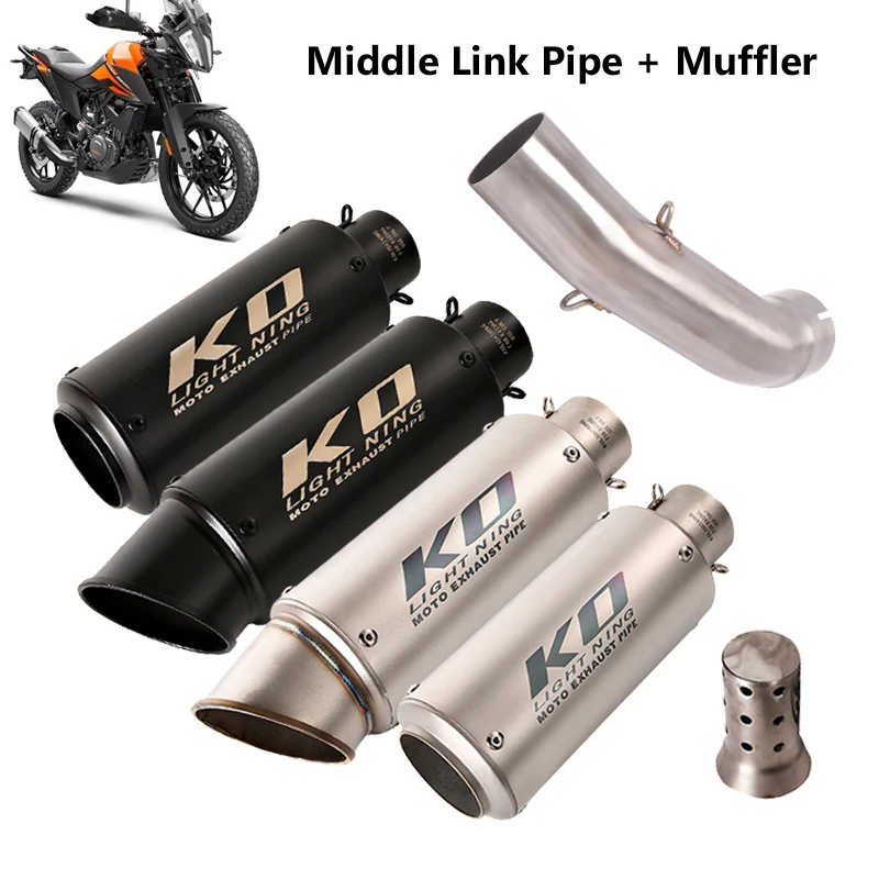 

Motorcycle Exhaust System Modified 51mm Middle Connection Tube & Exhaust Tip Muffler Pipe For RC390 Duke 390 250 ADV 2020 2021