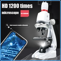 microscope biological kit kids educational toys lab led 100x 400x 1200x home school science toy gift refined for kids child
