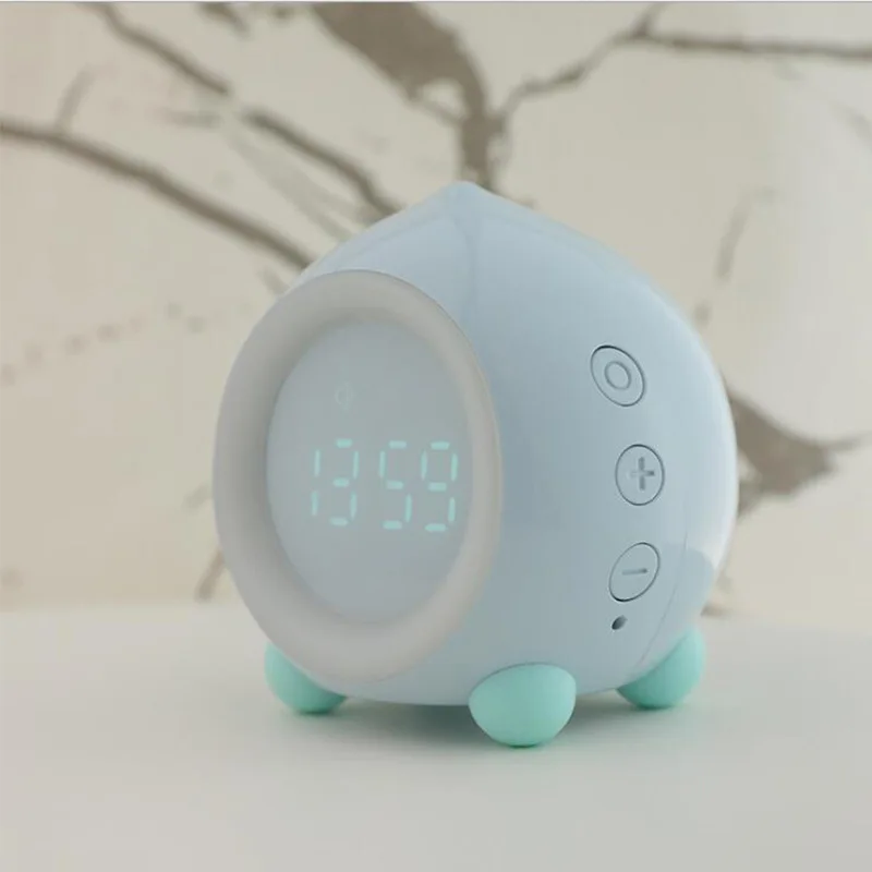 

Peach Blossoms Intelligent Alarm Clock Kids Cartoon Program Bluetooth Speaker Thermometer LED Colorful Wake Up Light