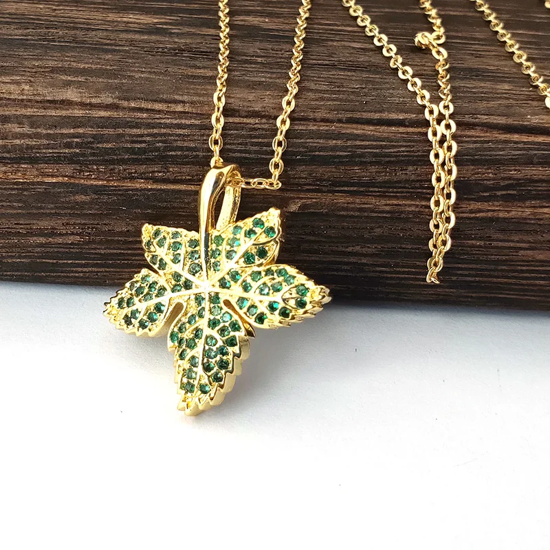 

6Pcs Micro Pave CZ Crystal Charms Pendants cubic zirconia maple leaf Necklaces For Women Girls Jewelry gift NK456