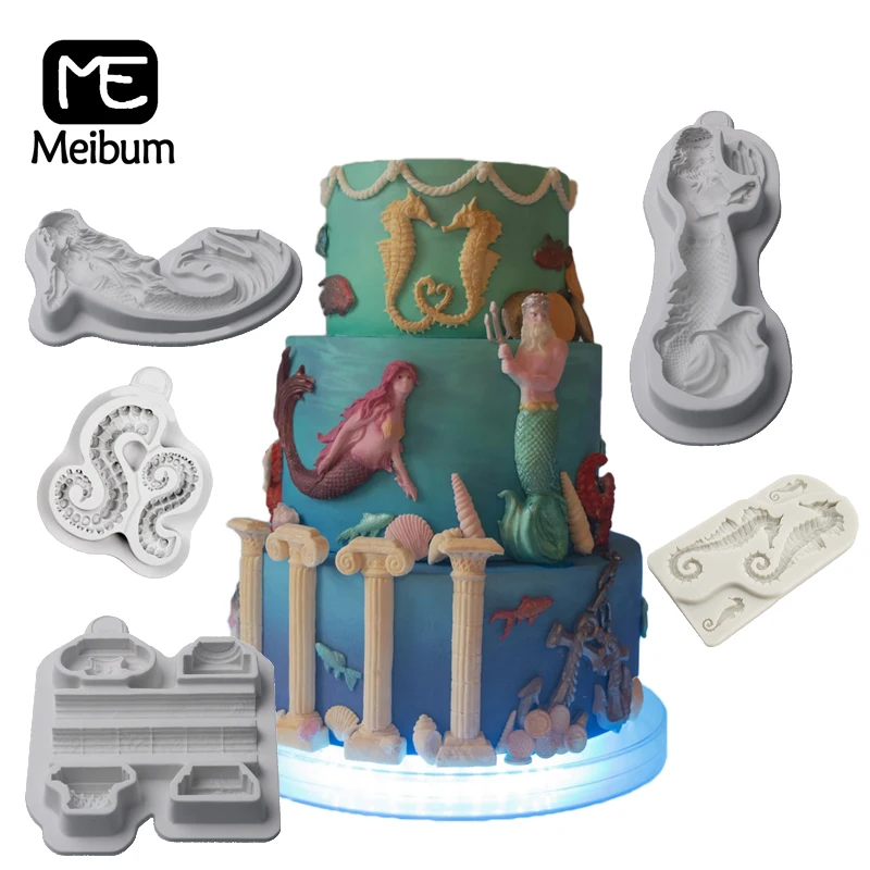Силиконовая форма для украшения торта в морском стиле meiжум помадки колонны