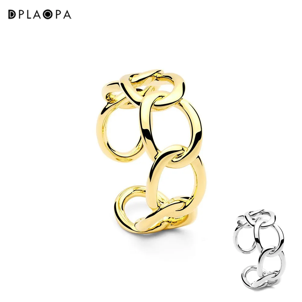 

DPLAOPA 925 Sterling Silver Gold Plated Dainty Chain Resizaible Rings Horocope Women Luxury Jewelry Round Adjustable Jewelry