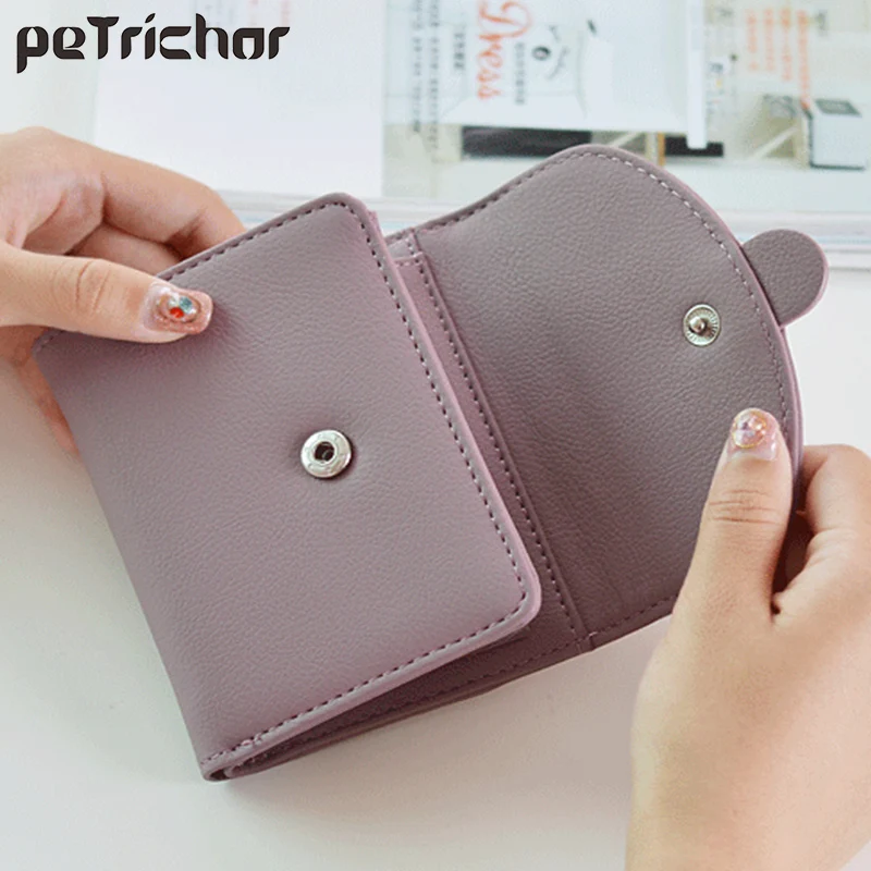 Короткие однотонные дизайнерские женские кошельки от известного бренда Женский