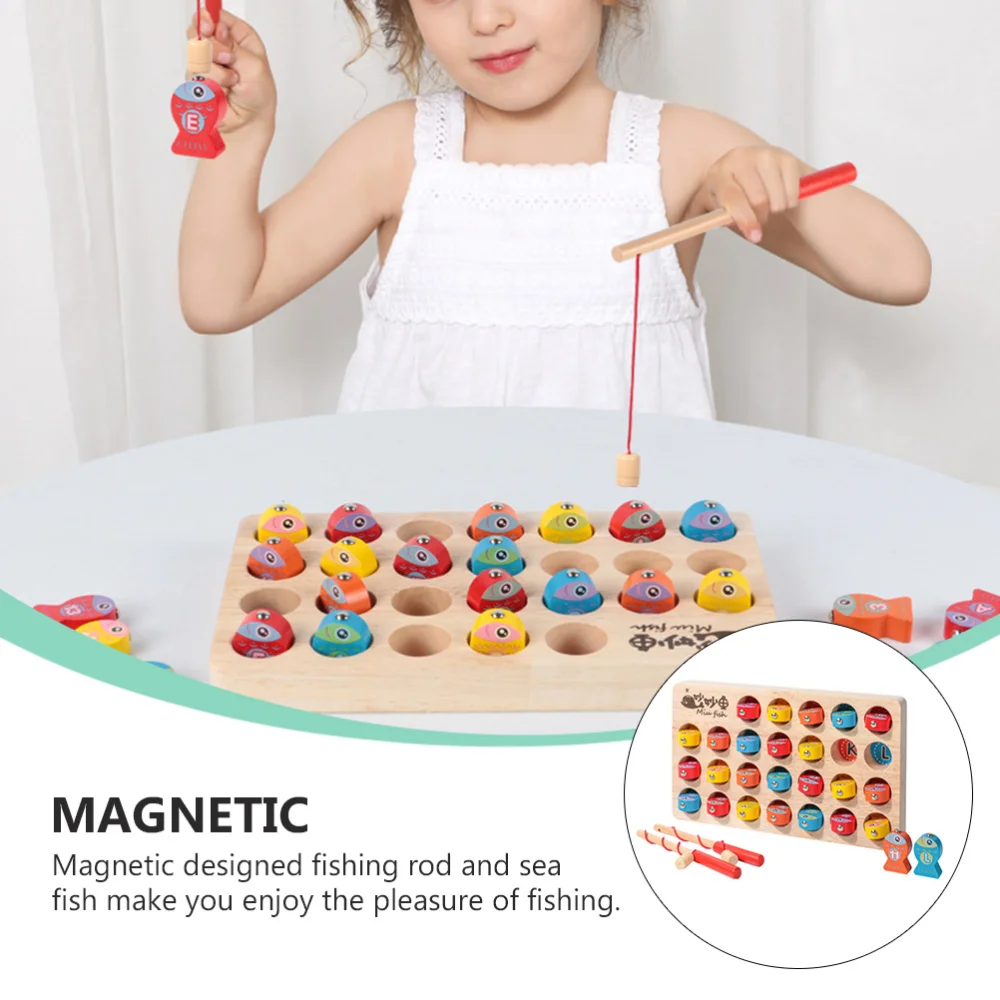

1 Set Kids Fishing Toys Magnetic Wooden Baby Fishing Toys Educational Plaything