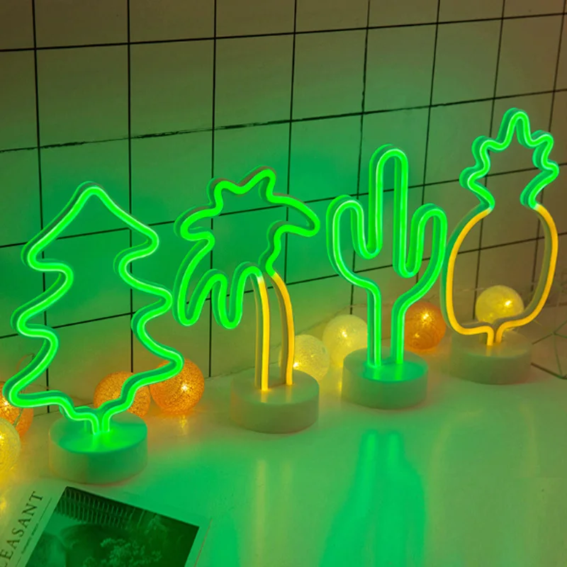 Неоновый светильник с батарейным питанием светодиодный ночник фламинго и