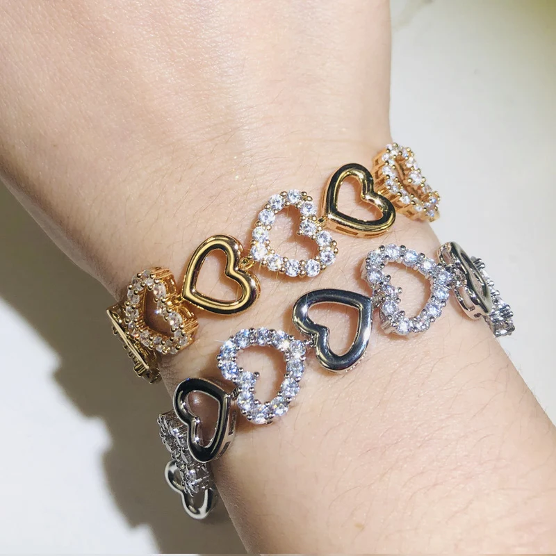 QooLady Модные Изящные Летние Стильные романтические сердца любовь золотой