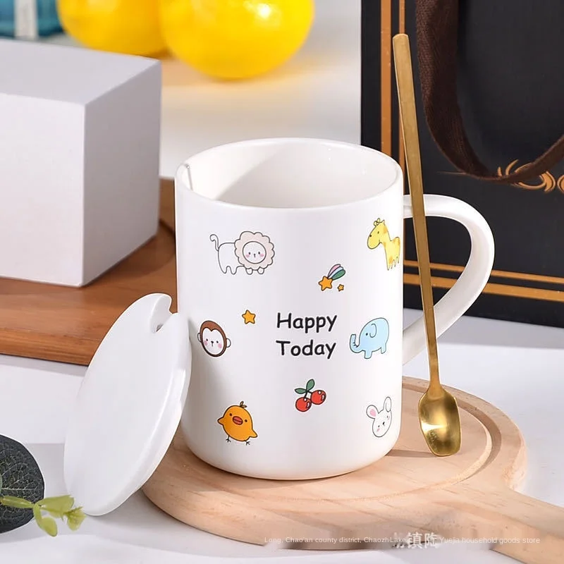 Развлекательная стеклянная простая керамическая чашка с изображением животных