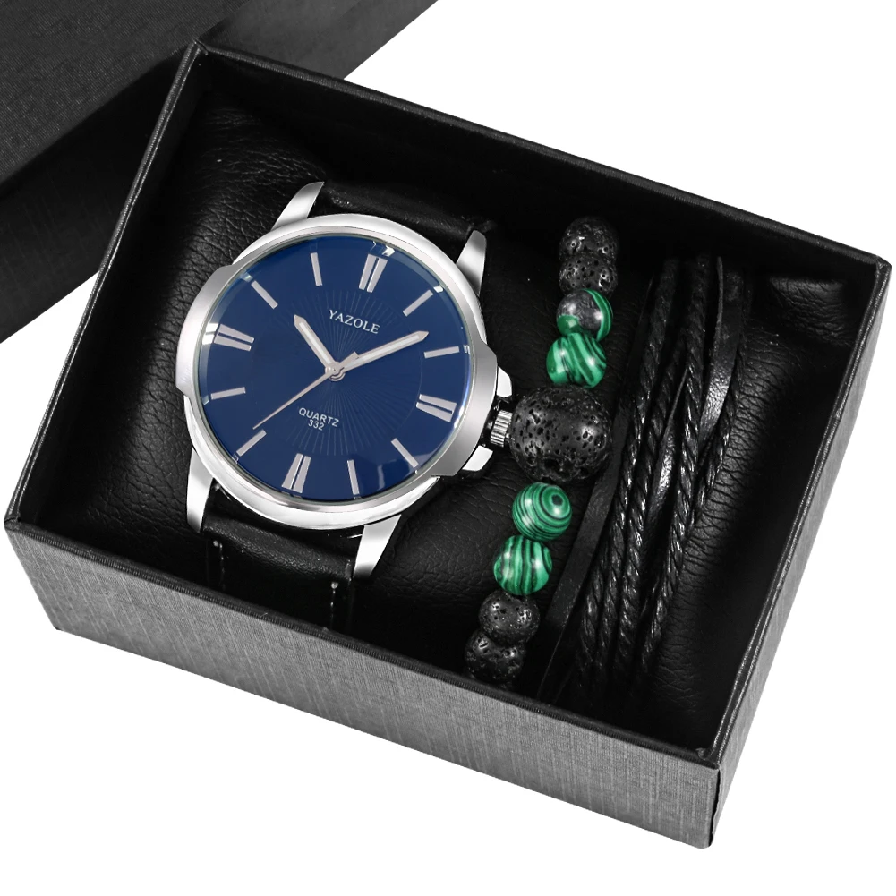 Fashion Men Watch Bracelet Set Luxury Sport WristWatch Digital Watch Quartz Men's WatchMale Clock Leather Watches For Friend