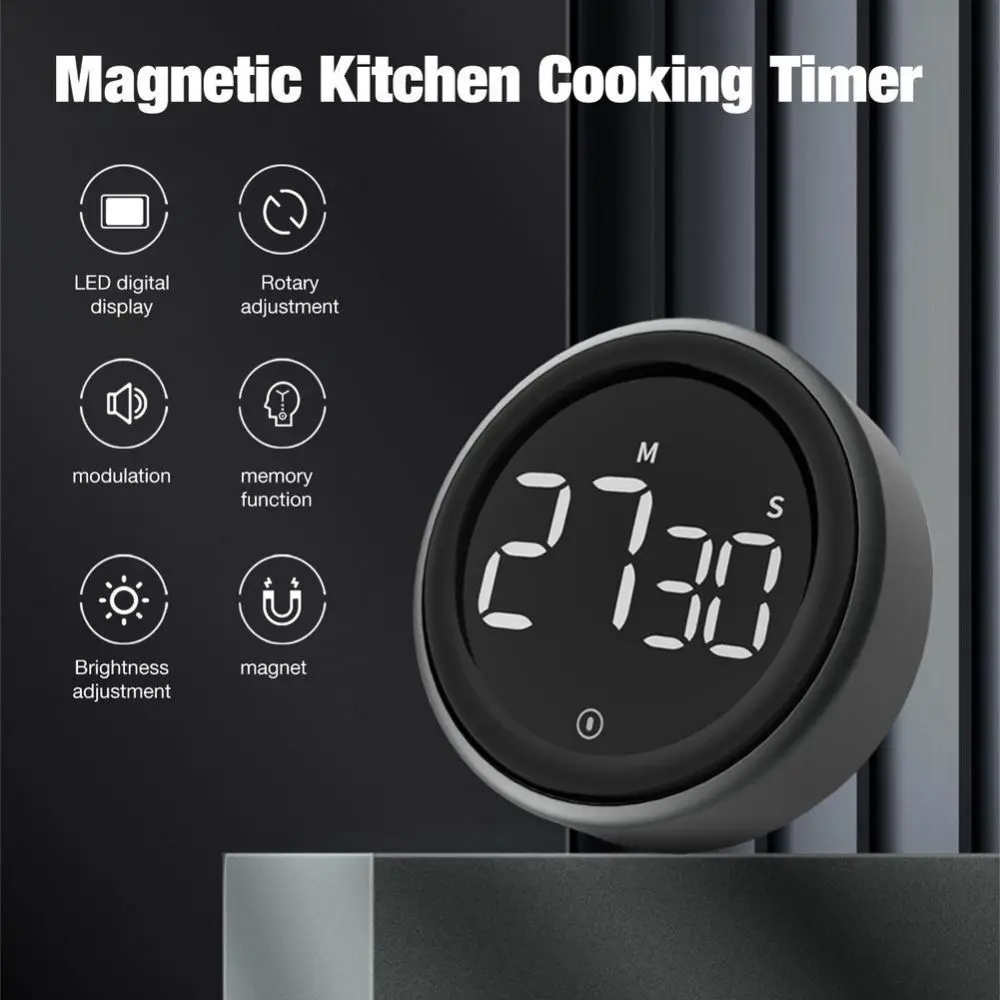 

Magnetic LED Digital Timer Touch Screen Kitchen Counter Alarm Cooking Shower Study Stopwatch Manual Electronic Countdown
