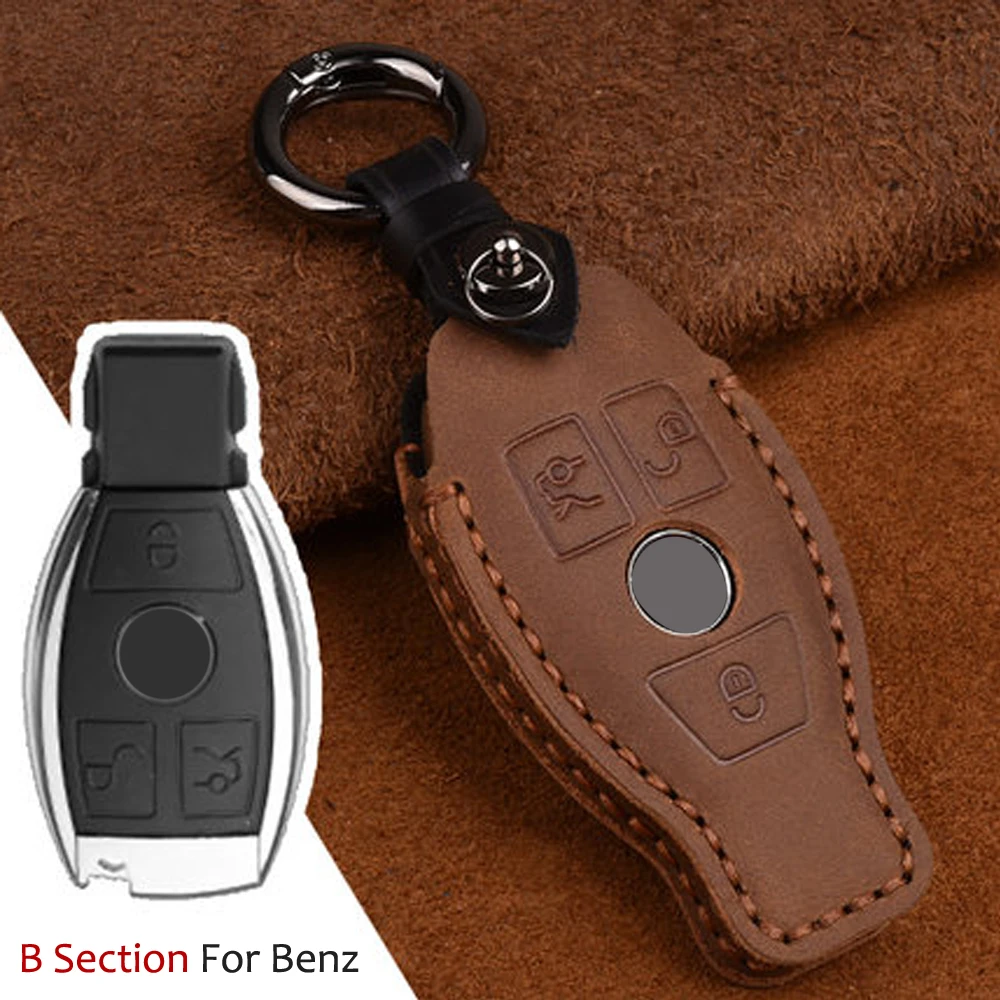

Leather Car Key Fob Chain Cover Case For Mercedes-Benz W205 W212 X253 W166 X204 X166 W176 W246 W204 W222 W463 X156