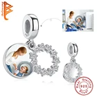 BELAWANG Оригинальное 925 пробы Серебристые круглые с украшением в виде кристаллов со звездой Подвески подходят к оригинальному браслету, пользовательские фото бусины для самостоятельного изготовления украшений