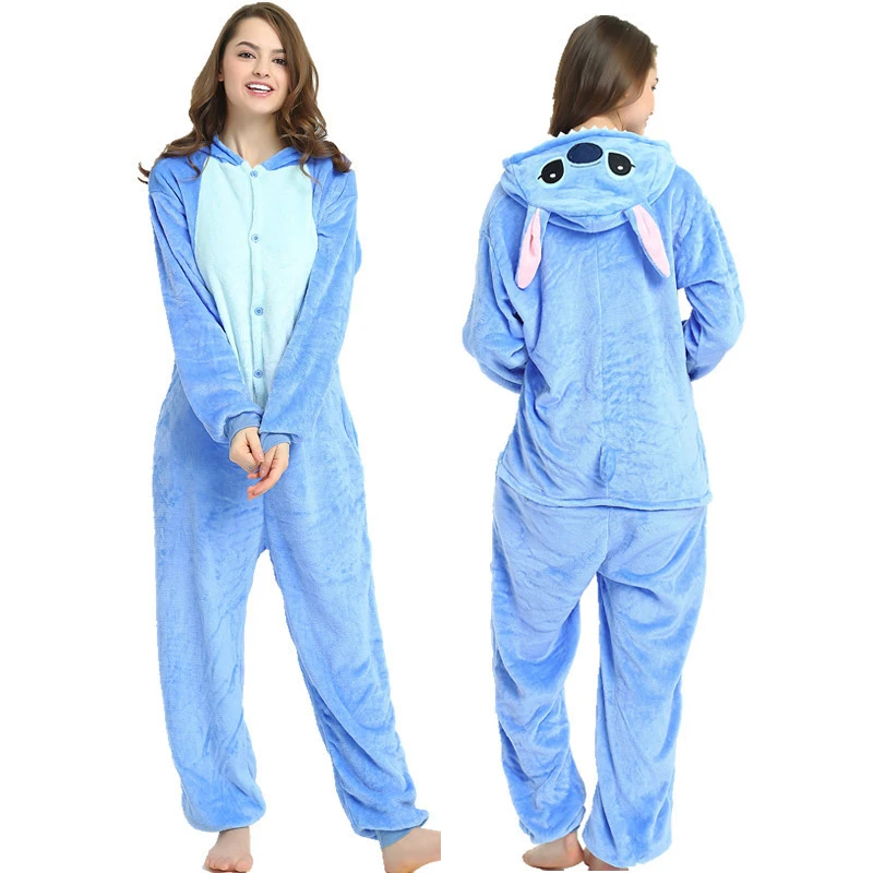 Blue Stitch Кигуруми пижамы женские пижамы единорог аниме панда Onesie Пикачу костюм пижамы для взрослых Кигуруми комбинезоны единорог пижамы - Цвет: Blue Stitch