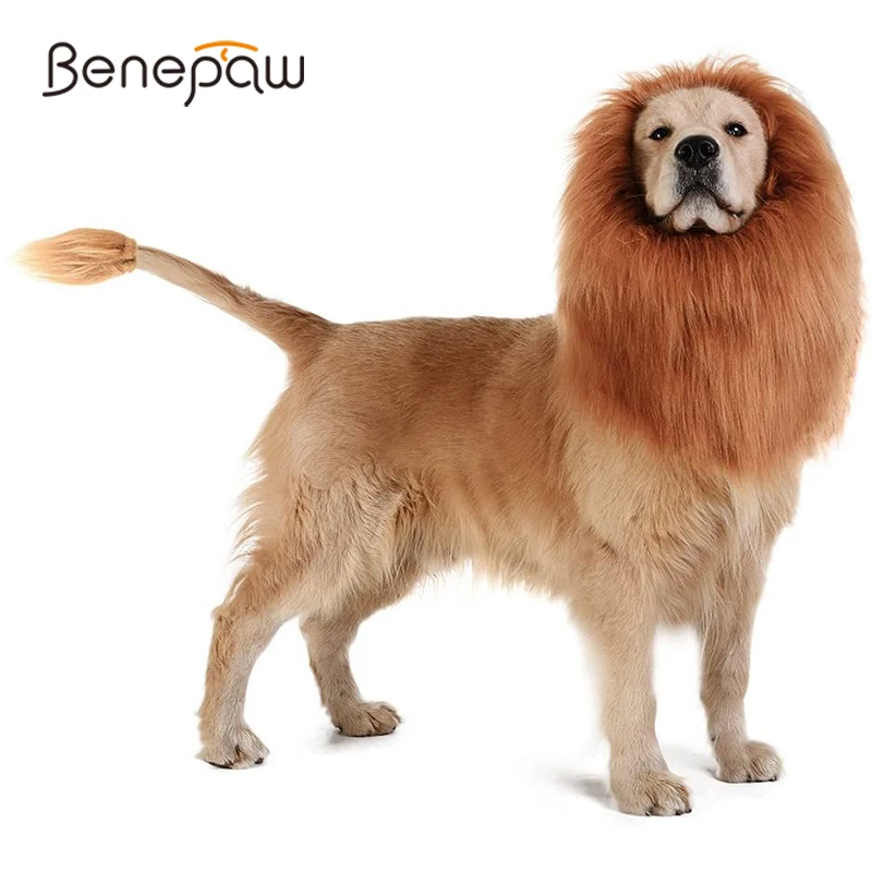 Benepaw Comfortable Small Medium Large Dog Lion Mane Adjustable Wig Durable Pet Outfits Halloween Costume Easy To Clean