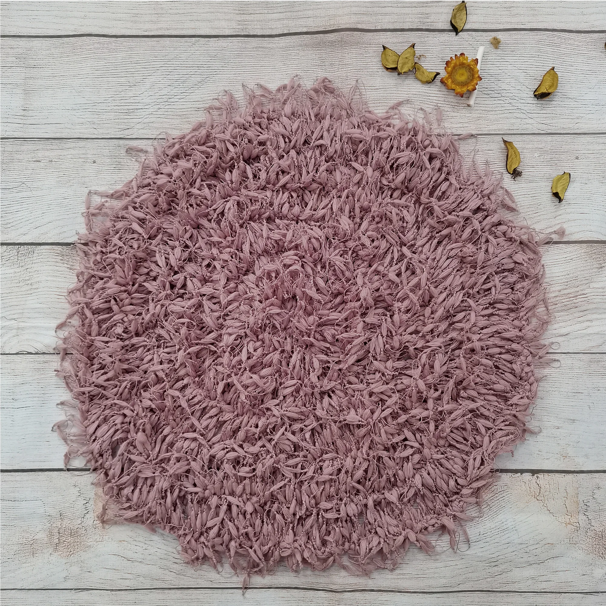 Don&Judy Handcraft Round Crochet Blanket Basket Stuffer Filler for Newborn Baby Photography Background Layer Photo Shooting Prop