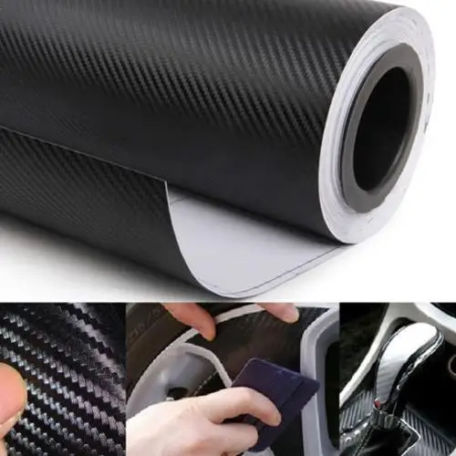 

Black 3D Carbon Fiber Vinyl Adhesive Film Sheet Roll Auto Car DIY Decor Sticker