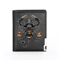 high quality skull heart scorpion cover men women leather wallet billfold slim credit cardid holders inserts short purses