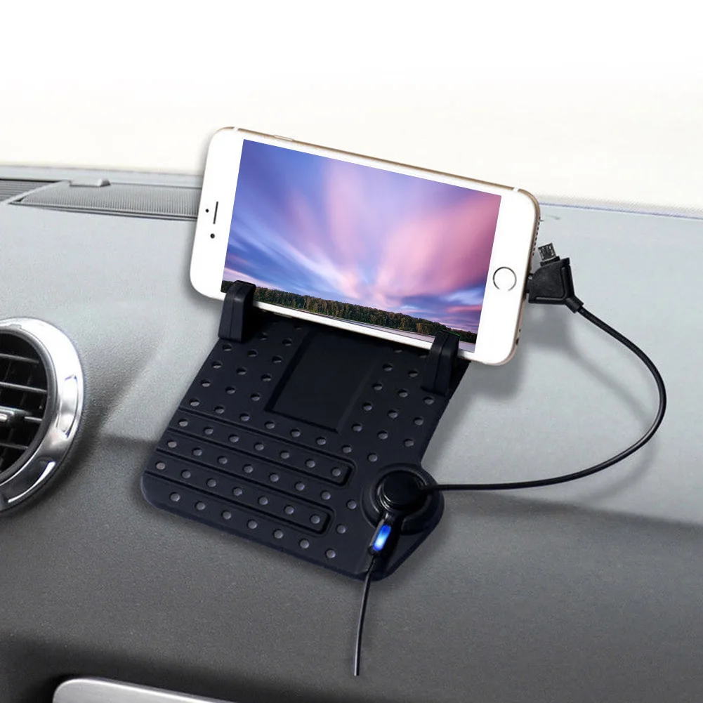 Автомобильный Регулируемый магнитный держатель для телефона GPS коврик с usb