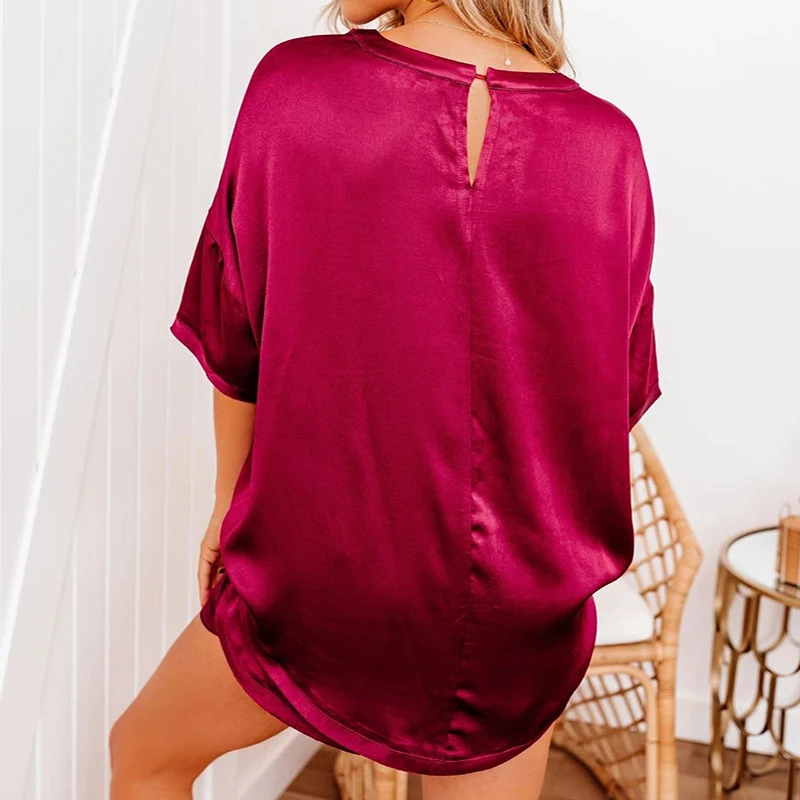 

Women Spring Short Sleeve Two Pieces Set Summer Solid Smooth Casual Outfit T-shirts Shorts Sets Tees Homewear 2 Piece Suits 2021