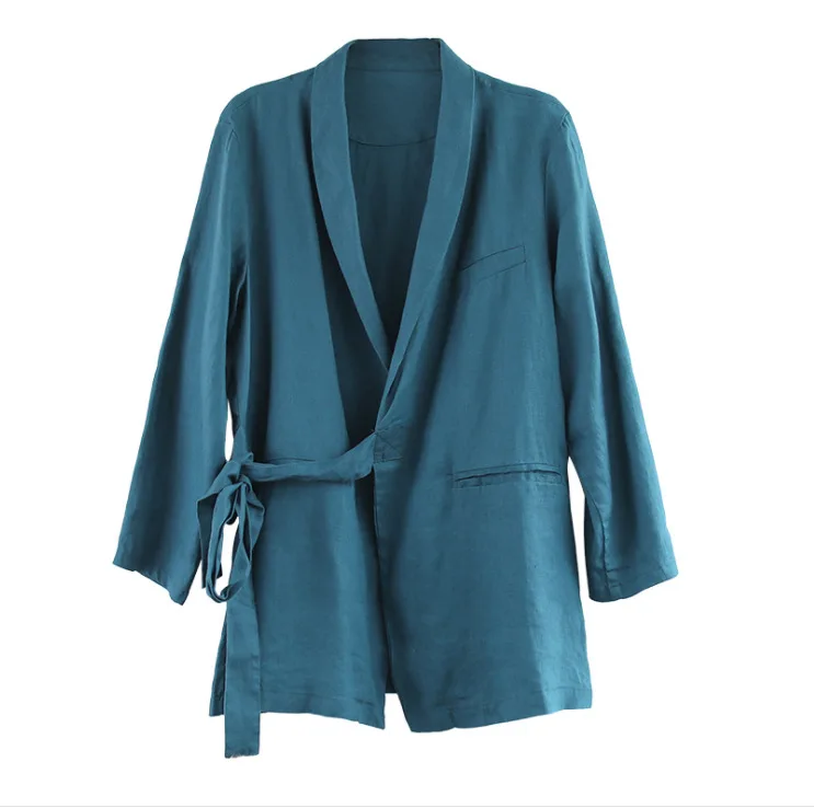 Женская универсальная куртка на завязках свободная повседневная с V-образным