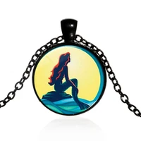 new mermaid art photo cabochon glass pendant necklace mermaid jewelry accessories for womens mens fashion gifts