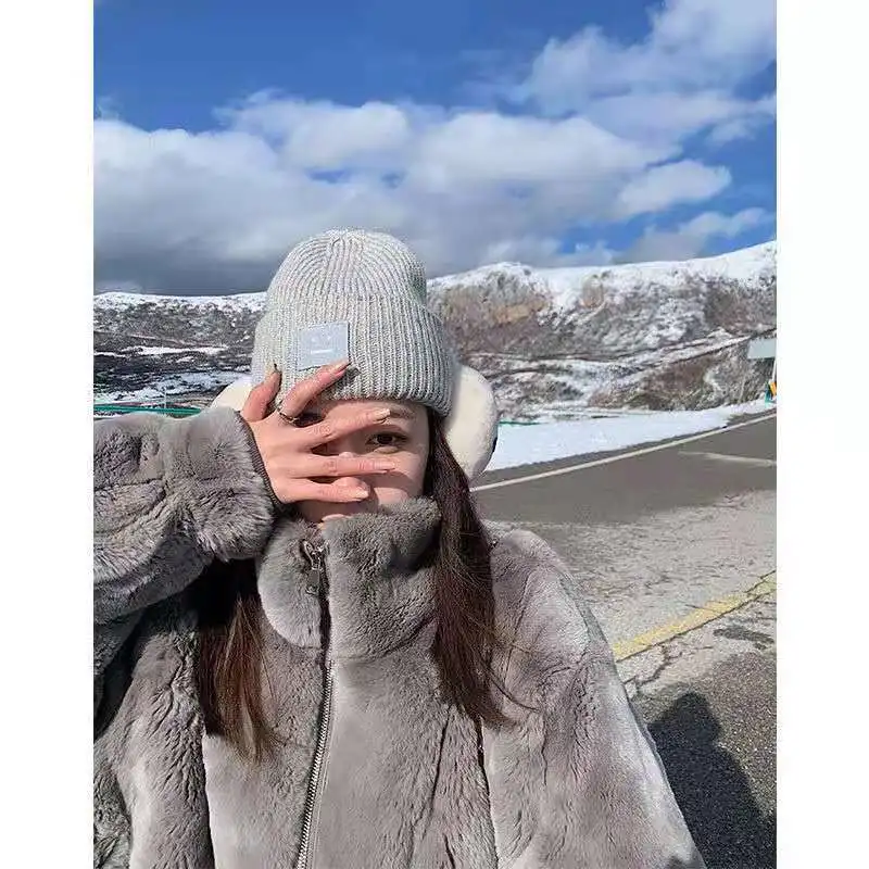 Женский кардиган из искусственной норки свободный утепленный кожи на молнии