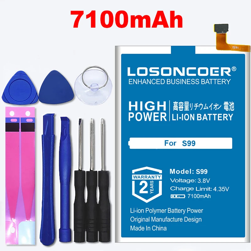 100% Оригинальный LOSONCOER S99 7100 мА/ч Новейшее производственное литий ионный Резервное