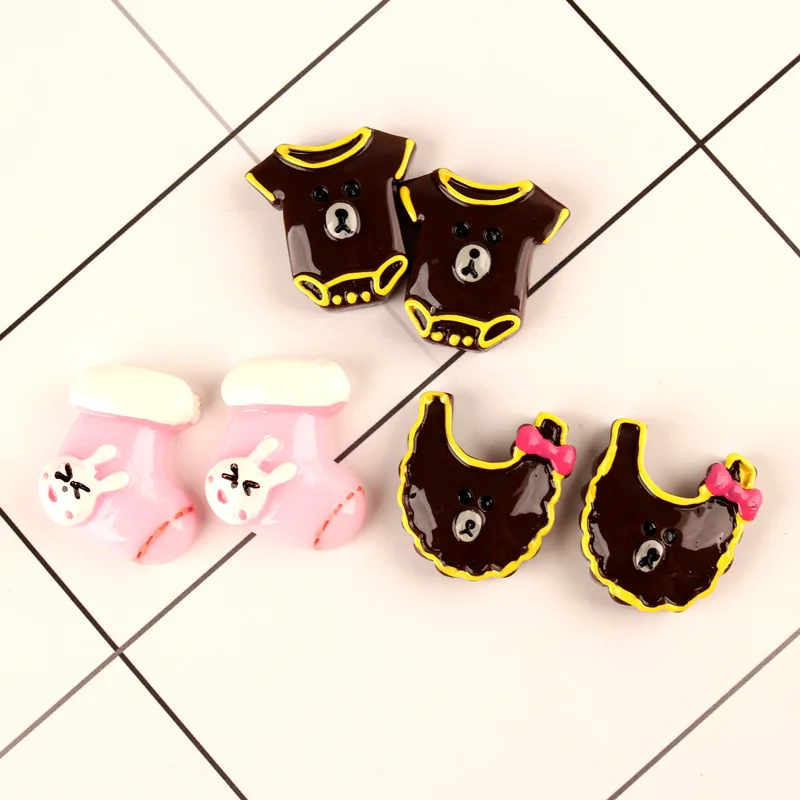 

Кавайный Кабошон из смолы, DIY аксессуары для ювелирных изделий, материал 40 шт./лот 23 мм, милая детская ткань, носки, форма, глиняные бусины, шар...