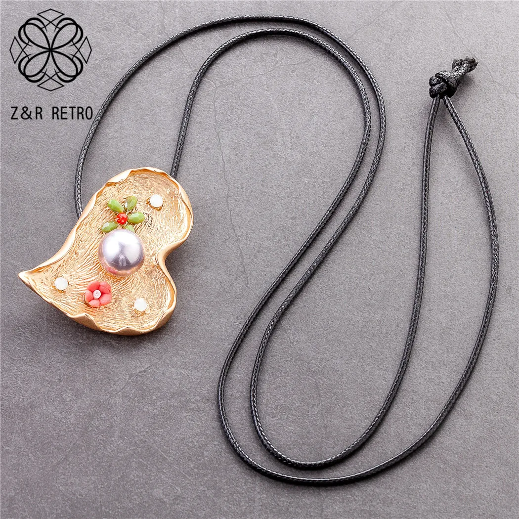 Длинное ожерелье с листьями серебряного цвета для женщин Винтажные Ювелирные