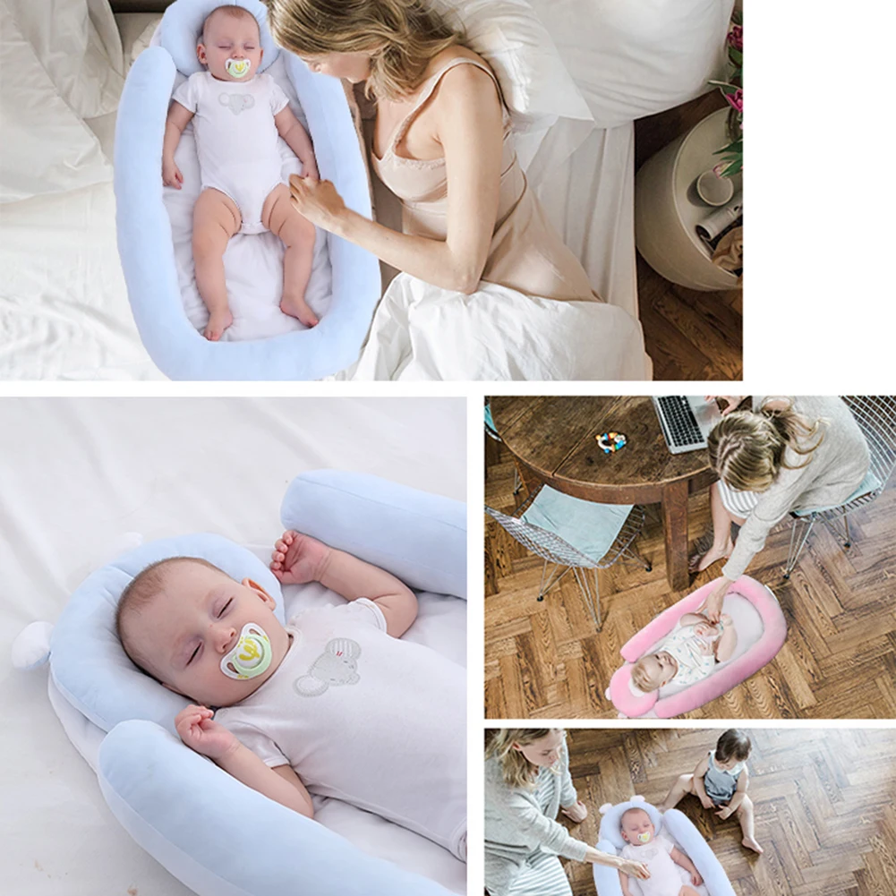 

87*45*8cm Baby Infant Bed Nest Baby Cribs Portable Newborn Travel Safe Sleep Pad Bed Cotton Cradle Baby Bedding Bumper
